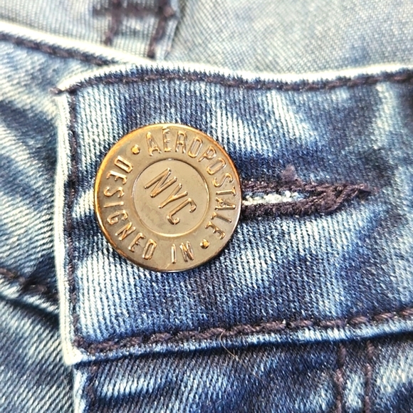 AERPOSTALE WOMENS JEGGINGS DISTRESSED ON KNEES SIZE 2 REGULAR STONE WASHED BLUE - Picture 6 of 16